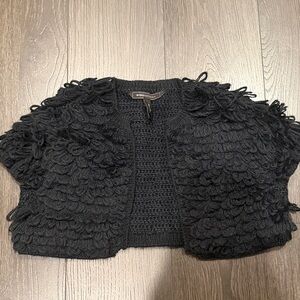 BCBGMaxAzria Black Loop-Texture boleros Cardigan